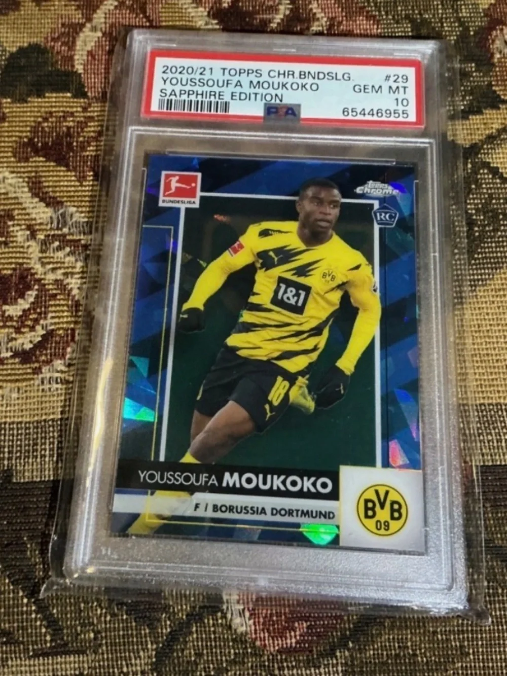 2020 Topps Chrome Bundesliga Sapphire Youssoufa Moukoko PSA 10 GEM MT Rookie RC